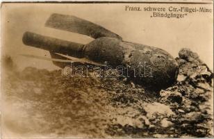 1916 Franz. schwere Ctr.-Flügel-Mine Blindgänger / Első világháborús fel nem robbant francia bomba / WWI unexploded French bomb. photo