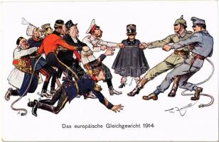 Das europäische Gleichgewicht 1914 / K.u.K. (Austro-Hungarian) military art postcard. M. Munk Wien Nr. 935. s: Ferry Allé