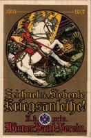 1914-1917 Zeichnet die Siebente Kriegsanleihe! K.k. priv. Wiener Bank-Verein / WWI K.u.k. (Austro-Hungarian) military war bond propaganda art postcard, Art Nouveau, litho s: M. Lenz
