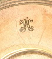 6 db alpakka csésze+alj, jelzettek, d: 9 ill. 12,5 cm