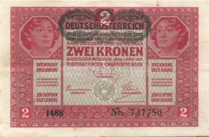 1912. 100K(1x), 1917. 2K(4x) fekete "Deutschösterreich fny-sal T:II + Ausztria 1922. 1000K Oszt...