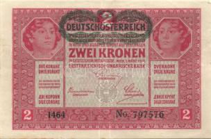 1912. 100K(1x), 1917. 2K(4x) fekete "Deutschösterreich fny-sal T:II + Ausztria 1922. 1000K Oszt...