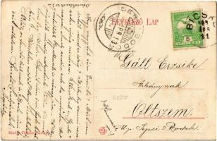 1909 Bicske, B.-Bicske; Fő út, Református templom és iskola, Katolikus templom, Kaszinó. Flakker Sán...