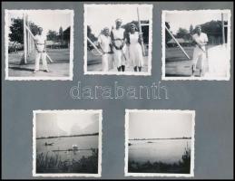1933-1934 Családi képek, fotólapok albumba ragasztva, közte vadászat, tenisz, kirándulások, stb., fo...