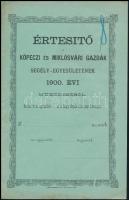 1900 Köpecz, Értesítő a Köpeci és Miklósvári Gazdák Segélye, 15pgesületének működéséről