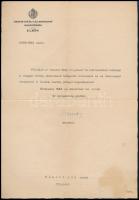 1943 Bp., Magyar Királyi Államvasutak elnökének levele