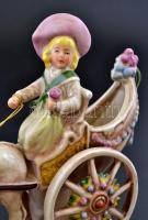 Lippelsdorf porcelán szamárhintó, kézzel festett, hibátlan, jelzett, 16x16 cm