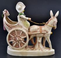 Lippelsdorf porcelán szamárhintó, kézzel festett, hibátlan, jelzett, 16x16 cm