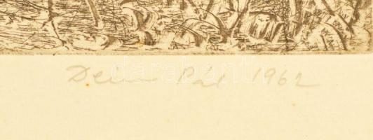 Deim Pál (1932-2016): A holló. Rézkarc, papír, jelzett, üvegezett keretben, 19,5×26 cm