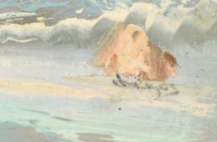 Olvashatatlan jelzéssel: Hullámok. Olaj, vászon, üvegezett keretben, 22×29 cm