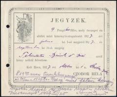 1927 Zirc, Czobor Béla kéményseprő mester fejléces számlája