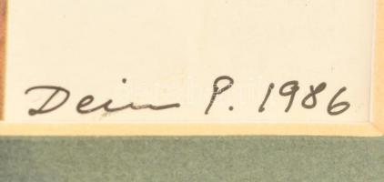 Deim Pál (1932-2016) aláírása nyomaton, üvegezett keretben, 9,5×14 cm