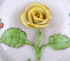 Herendi Eton mintás rózsás bonbonier, kézzel festett, jelzett, kopásnyomokkal, m:10 cm