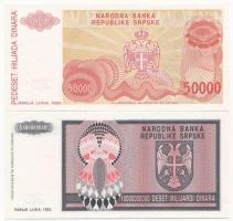 Bosznia-Hercegovina / Szerb Köztársaság / Banja Luka 1993. 10.000.000.000D + 50.000D mindkettő sorsz...