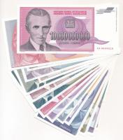 Jugoszlávia 1992-1993. 100D-10.000.000.000D (16xklf) inflációs kiadások T:I  Yugoslavia 1992-1993. 100 Dinara - 10.000.000.000 Dinara (16xdiff) inflation issues C:UNC