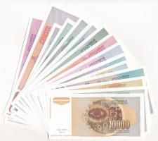 Jugoszlávia 1992-1993. 100D-10.000.000.000D (16xklf) inflációs kiadások T:I 
Yugoslavia 1992-1993. ...