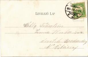 1904 Győr, vasútállomás vonatokkal. Berecz Viktor kiadása / Bahnhof / railway station