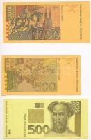 Horvátország 1993. 5K előlapi színpróba + 20K előlapi színpróba + 50K előlapi színpróba + 200K előla...