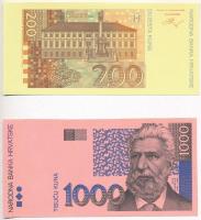 Horvátország 1993. 5K előlapi színpróba + 20K előlapi színpróba + 50K előlapi színpróba + 200K előla...