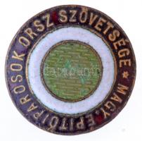 ~1920. Magyar Építőiparosok Országos Szövetsége zománcozott fém jelvény (16mm) T:2