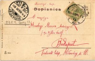 1904 Zagreb, Zágráb; Trg Franje Josipa, Hrvatsko Dionicko Trgovacko Druztvo /  Ferenc József tér, Ho...