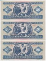 1980. 20Ft (3x) sorszámkövetők T:II