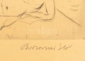 Borsos Miklós (1906-1990): Vetkőző. Rézkarc, papír (kis gyűrődéssel), jelzett, üvegezett keretben,14...