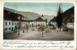 1902 Unzmarkt (Obersteier), Hauptplatz, Hotel / main square, hotel, shops
