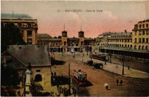 Bucharest, Bucuresti; Gara de Nord / railway station, trams (Rb)
