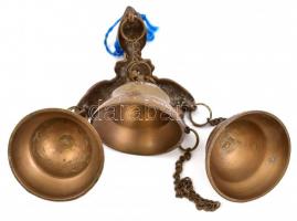 Réz hármas csengő, 11×11 cm