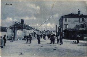 1906 Opicina, Villa Opicina, Opcina; street view with restaurant and boom barrier (EK)