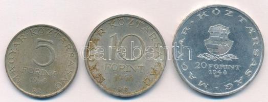 1948. 5Ft Ag "Petőfi" + 10Ft Ag "Széchenyi" + 20Ft Ag "Táncsics" - &qu...