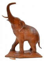 Fa elefánt figura, egyik agyara kijár, másik sérült, m: 22 cm