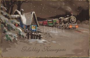 New Year, train , Embossed