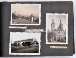 cca 1936 Fotóalbum különféle képekkel: utazások kül- és belföldön, életképek, stb., nagyrészt felira...