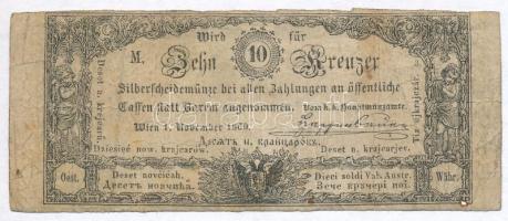1860. 10Kr K. K. Hauptmünzamt für Silberscheidemünze T:III-,IV  Austrian Empire 1860. 10 Kreuzer K. K. Hauptmünzamt für Silberscheidemünze C:VG,G  Adamo G93
