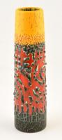 Iparművészeti Vállalatos dekoratív retró váza, mázas kerámia, jelzett, kis kopásokkal, m: 31 cm