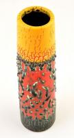 Iparművészeti Vállalatos dekoratív retró váza, mázas kerámia, jelzett, kis kopásokkal, m: 31 cm