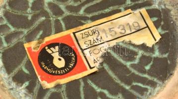 Iparművészeti Vállalatos dekoratív retró váza, mázas kerámia, jelzett, kis kopásokkal, m: 31 cm