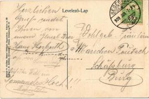 1909 Segesvár, Schässburg, Sighisoara; utca az óratoronnyal. Zeidner H. kiadása / street view with c...