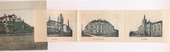 1908 Munkács, Mukacheve, Mukacevo; vár. leporellólap, belül: Kolostor, Kir. Járásbíróság, Városháza,...