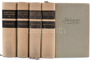 William Shakespeare: Shakespeare összes drámái I-IV. kötet. Bp., 1955, Új Magyar Könyvkiadó. Kiadói egészvászon-kötés.