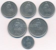 Svájc 1974-1985. 1/2Fr + 1Fr (3xklf) + 2Fr (2xklf) T:2
Switzerland 1974-1985. 1/2 Franc + 1 Franc (...