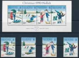 1990 Karácsony, gyerekek sor + blokk, Christmas, children set + block Mi 448-451 + 14