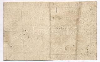 Franciaország 1791. 5L "Assignata" vízjeles papíron T:III
France 1791. 5 Livre "Assi...