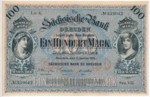 Német Birodalom / Württemberg 1911. 100M vízjeles papíron T:II  German Empire / Württemberg 1911. 100 Mark on watermarked paper C:XF