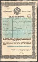 1850 Temesvár, Osztrák császára királyi útlevél, 30 kr C.M. okmánybélyeggel / passport
