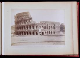 Album Ricordo di Roma, leporelló 36 db különféle fotóval: városképek, műtárgyak, kicsit sérült vászonkötésben