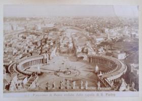 Album Ricordo di Roma, leporelló 36 db különféle fotóval: városképek, műtárgyak, kicsit sérült vászo...