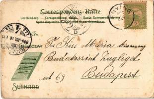 1905 Brassó, Kronstadt, Brasov; Suchard csokoládé reklám. Erdély címer / Chocolat Suchard, Siebenbür...
